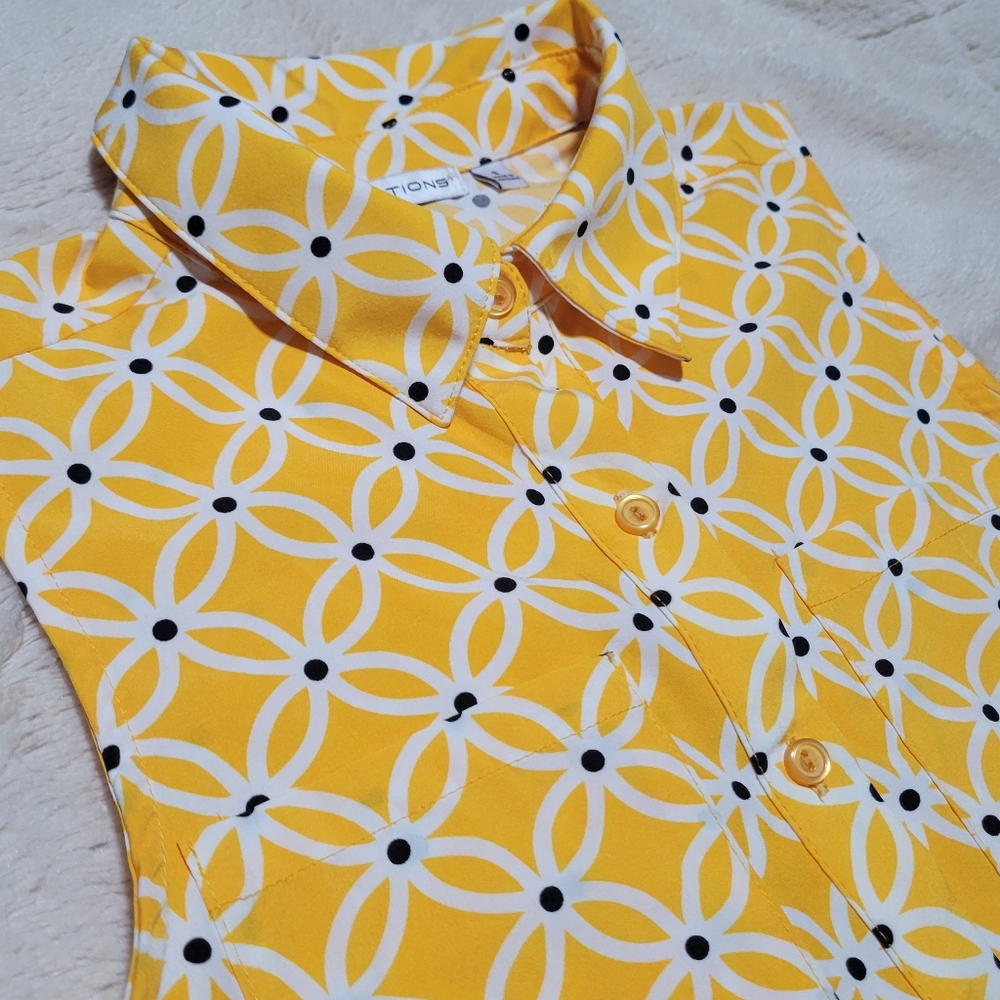 Notations Polka Dot Sleeveless Button Down Blouse… - image 4